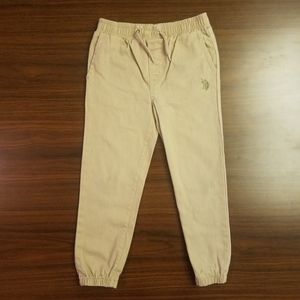 US Polo Assn. Boys Khaki Twill Jogger Pant Sz 6